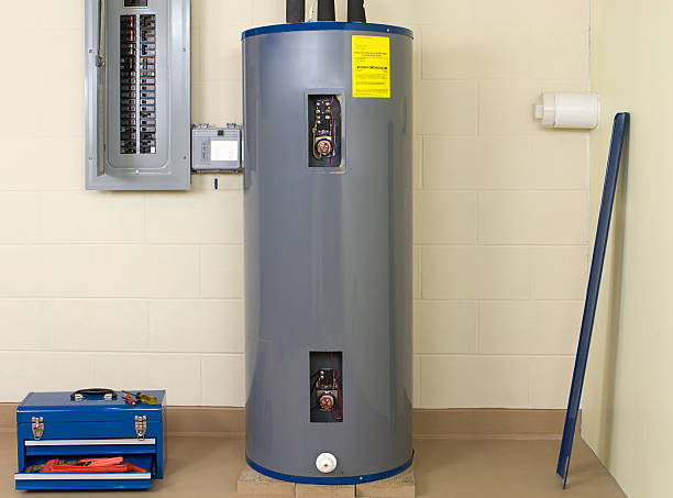 Modern tankless water heater installation with copper piping